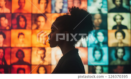 Woman in Profile Honoring Black History Month and Ancestry Wall 126370395