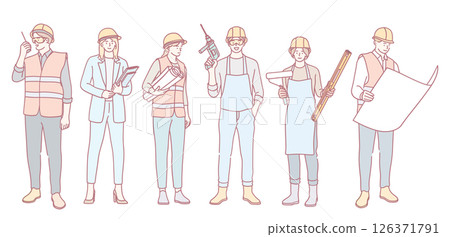 A Variety of Diverse Construction Workers Actively Engaged in Multiple Tasks and Projects 126371791