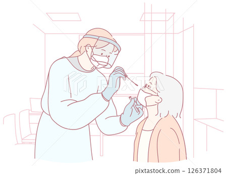 A medical professional is diligently administering a COVID19 test to ensure safety and health A medical professional is diligently administering a COVID19 test to ensure safety and health 126371804