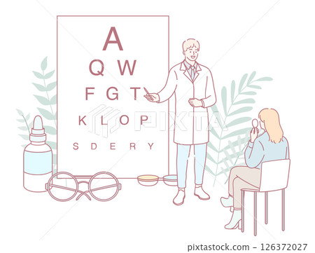 A Comprehensive Eye Examination Involving A Doctor and Patient in a Clinical Setting 126372027