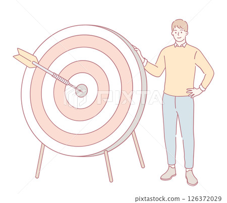 An Illustration Depicting Target Achievement and Success Through The Action of An Archer An Illustration Depicting Target Achievement and Success Through The Action of An Archer 126372029