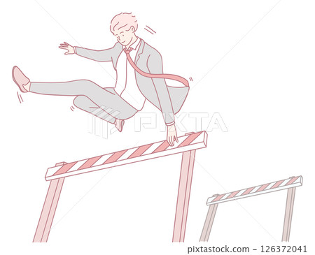 A businessman is successfully overcoming numerous challenges in a constantly dynamic environment 126372041