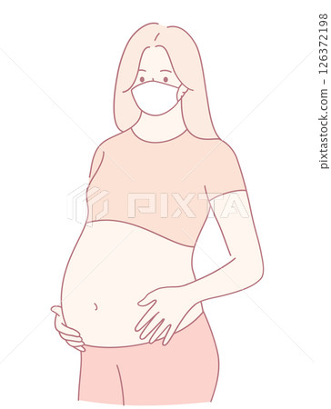 A pregnant woman wearing a mask emphasizes the importance of health and safety measures 126372198