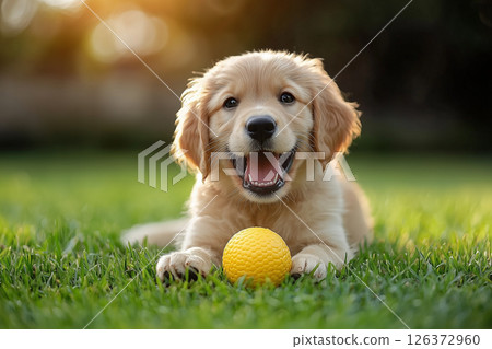 cute dog standing on green grass outdoors in spring cute dog standing on green grass outdoors in spring 126372960