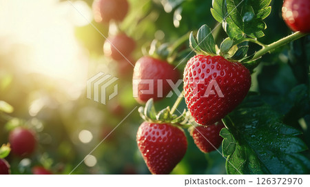 ripe strawberries growing in the garden. close... - Stock Illustration ...