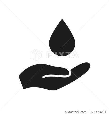 Hand With Water Droplet Solid Icon. Water Conservation, Environmental Protection, And Sustainability Silhouette Symbol. Eco-Friendly Practice Promotion. Isolated Vector Illustration 126373211