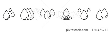 Water Droplets Line Icon Set. Hydration, Purity, And Liquid Symbol Collection. Environmental And Fluid Dynamics Representation. Editable Stroke. Isolated Vector Illustration Water Droplets Line Icon Set. Hydration, Purity, And Liquid Symbol Collection. Environmental And Fluid Dynamics Representation. Editable Stroke. Isolated Vector Illustration 126373212