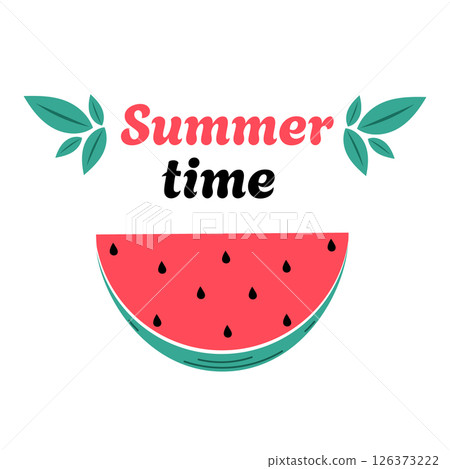 Summer time poster with watermelon. Summer background Summer time poster with watermelon. Summer background 126373222
