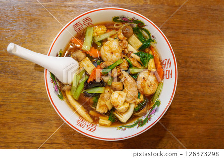 Gomoku ramen with a well-balanced variety of ingredients Gomoku ramen with a well-balanced variety of ingredients 126373298