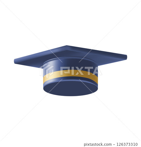 Realistic Blue graduate cap. 3D Graduation Doctoral hat. 126373310