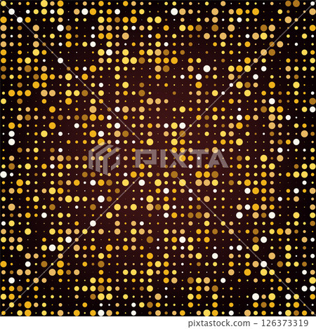 Golden halftone disco dots pattern. Abstract festive background. 126373319