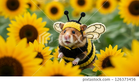 Hamster in a bee costume Hamster in a bee costume 126373456
