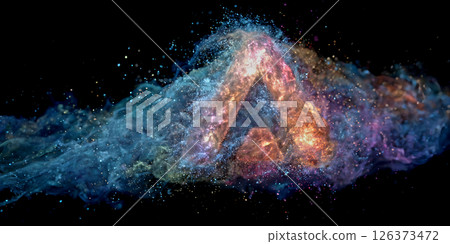 Colorful cosmic cloud forms a swirling pattern in blues, purples, and oranges, with vibrant lighting effects and a dynamic sense of motion, creating an abstract and mystical appearance Colorful cosmic cloud forms a swirling pattern in blues, purples, and oranges, with vibrant lighting effects and a dynamic sense of motion, creating an abstract and mystical appearance 126373472