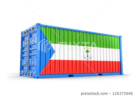 Equatorial Guinea flag painted on cargo container representing international trade and transportation. 3D Rendering 126373846
