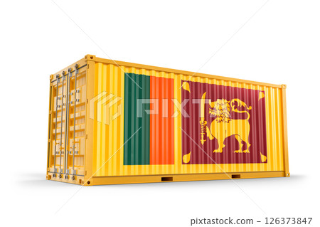 Freight container showing Sri Lankan flag representing international trade and shipping. 3D Rendering 126373847