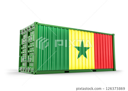 Senegal flag painted on cargo container representing international trade and transportation. 3D Rendering Senegal flag painted on cargo container representing international trade and transportation. 3D Rendering 126373869