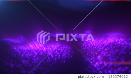 Abstract visualization of purple glowing particles evoking digital connectivity and futuristic ambiance 126374012