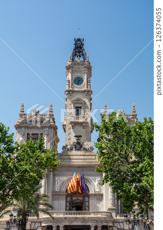 Valencia City Hall Clock Tower Close-Up 126374055