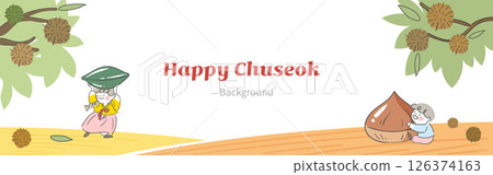 Chuseok illustrations with chestnut trees and children Chuseok illustrations with chestnut trees and children 126374163