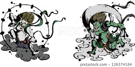 風神雷神墨畫 風神雷神墨畫 126374184