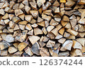 Fire wood Birch wood stacked 126374244