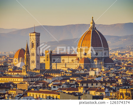 Cathedral of Saint Mary of the Flower as seen from Michelangelo Hill, Florence, Italy 126374374