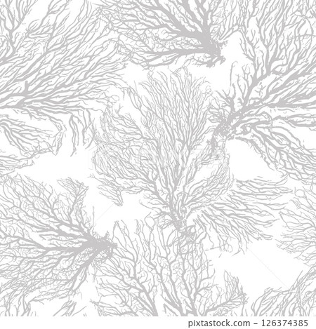 Graphic monochrome corals . Seamless background. hand drawing. Not AI, Vector illustration Graphic monochrome corals . Seamless background. hand drawing. Not AI, Vector illustration 126374385