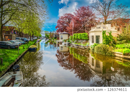 skyline of old town Edam 126374611