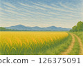 Autumn rice field and cirrus clouds in the sky 126375091