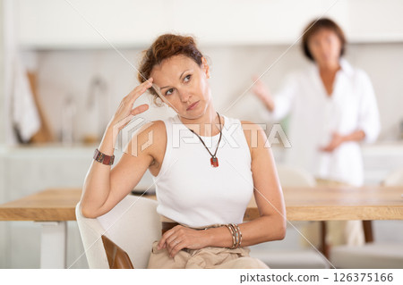 Family quarrel - two Women fight in Kitchen 126375166