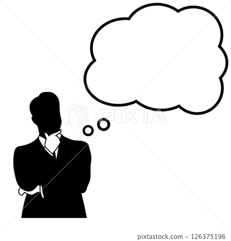 思考的商人和講話泡泡的輪廓 思考的商人和講話泡泡的輪廓 126375196
