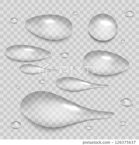 Rain Water Drops on Glass 126375637