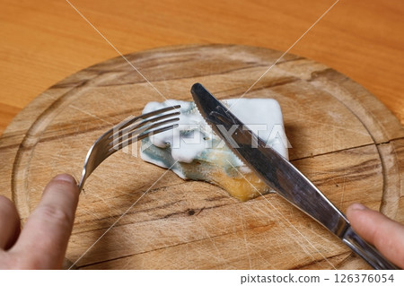 Piece old chees rotten with mold Piece old chees rotten with mold 126376054