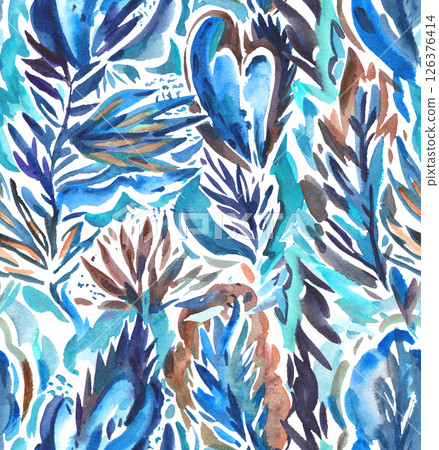 Bright colorful abstract pattern with oraganic shapes and nature elements. Hand drawn illustration Bright colorful abstract pattern with oraganic shapes and nature elements. Hand drawn illustration 126376414
