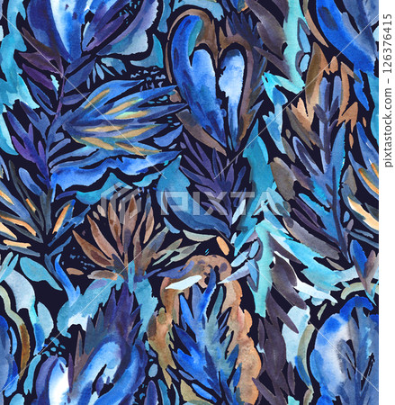 Bright colorful abstract pattern with oraganic shapes and nature elements. Hand drawn illustration Bright colorful abstract pattern with oraganic shapes and nature elements. Hand drawn illustration 126376415