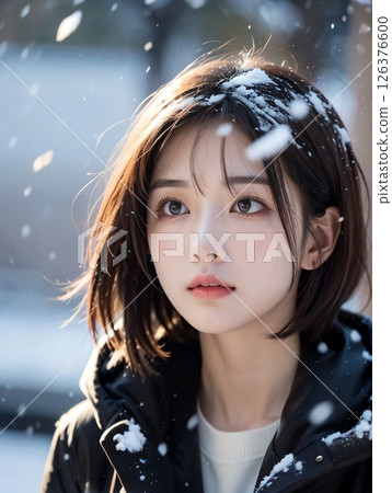 一個女人在雪地裡 126376600