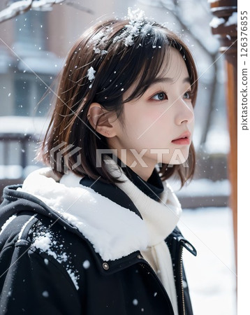 A woman in the snow A woman in the snow 126376855