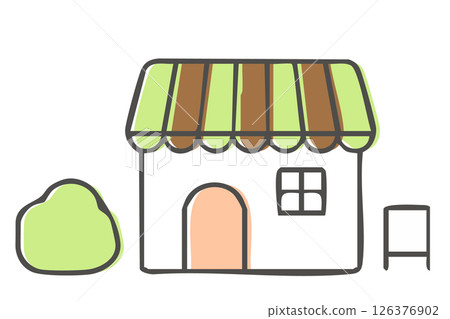 可愛的咖啡館外部圖標插圖 126376902