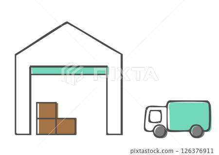 Warehouse illustration: A simple and cute hand-drawn style illustration 126376911