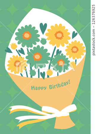 鮮花花束生日卡綠色 126376925