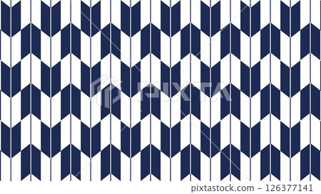 Japanese pattern of Yagasuri pattern, dark blue, indigo, kimono pattern background illustration, simple 126377141