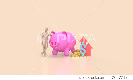 The Piggy Bank and coins for Business concept 3d Rendering. The Piggy Bank and coins for Business concept 3d Rendering. 126377153