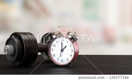 The Dumbbell and clock for Health or fitness concept 3d Rendering. 126377166