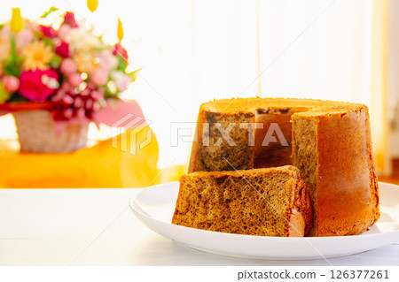 Light and fluffy handmade chocolate marble chiffon cake Light and fluffy handmade chocolate marble chiffon cake 126377261