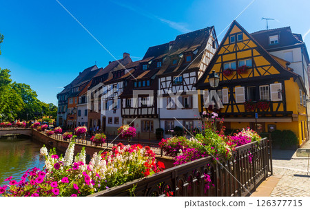 Little Venice on banks of Lauch river in historic center of Colmar, France 126377715