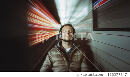 Vibrant Energy: A Group of 23 Year Old Students Enjoying Music with Motion Blur Effect. Generated image 126377847