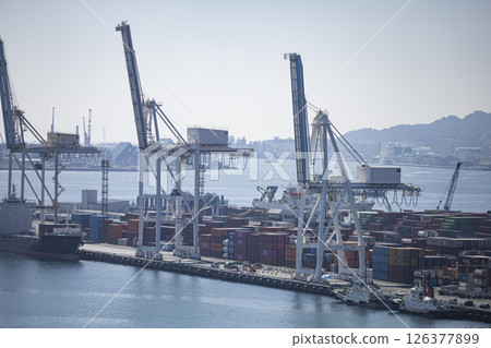 Gantry cranes at Shimizu Port in Shizuoka Prefecture 126377899