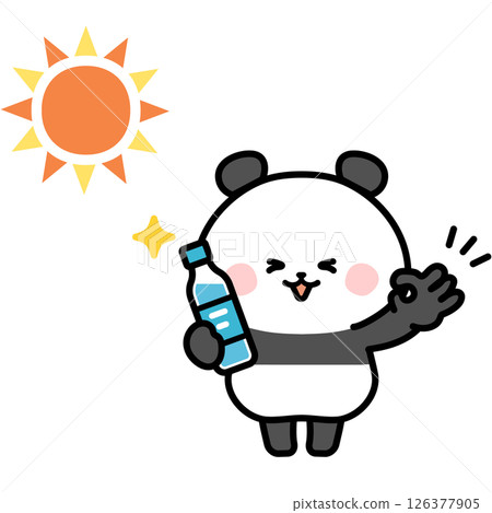 熊貓喝水防中暑的圖示 熊貓喝水防中暑的圖示 126377905