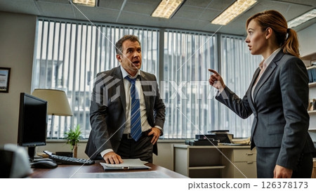 A quiet and noisy scene in the office that depicts the internal battles that everyone has at least once in their lives. 126378173