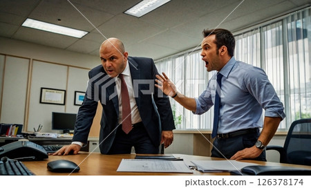 A quiet and noisy scene in the office that depicts the internal battles that everyone has at least once in their lives. 126378174
